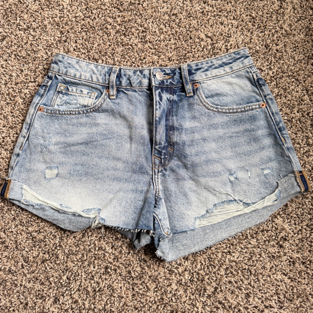 Forever 21 Light Blue Distressed Jean Shorts